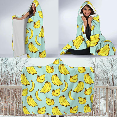 Banana Pattern Print Design BA04 Hooded Blanket-JORJUNE.COM