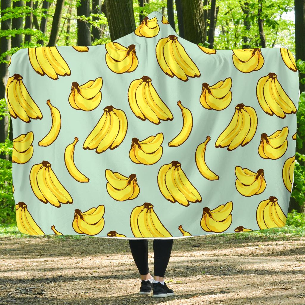 Banana Pattern Print Design BA04 Hooded Blanket-JORJUNE.COM