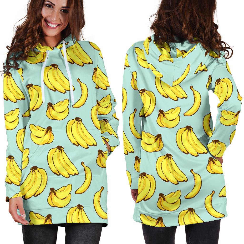 Banana Pattern Print Design BA04 Women Hoodie Dress