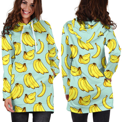 Banana Pattern Print Design BA04 Women Hoodie Dress