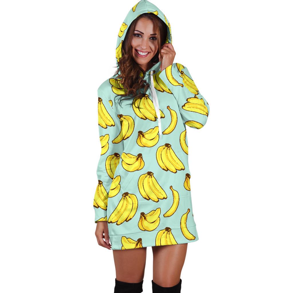 Banana Pattern Print Design BA04 Women Hoodie Dress