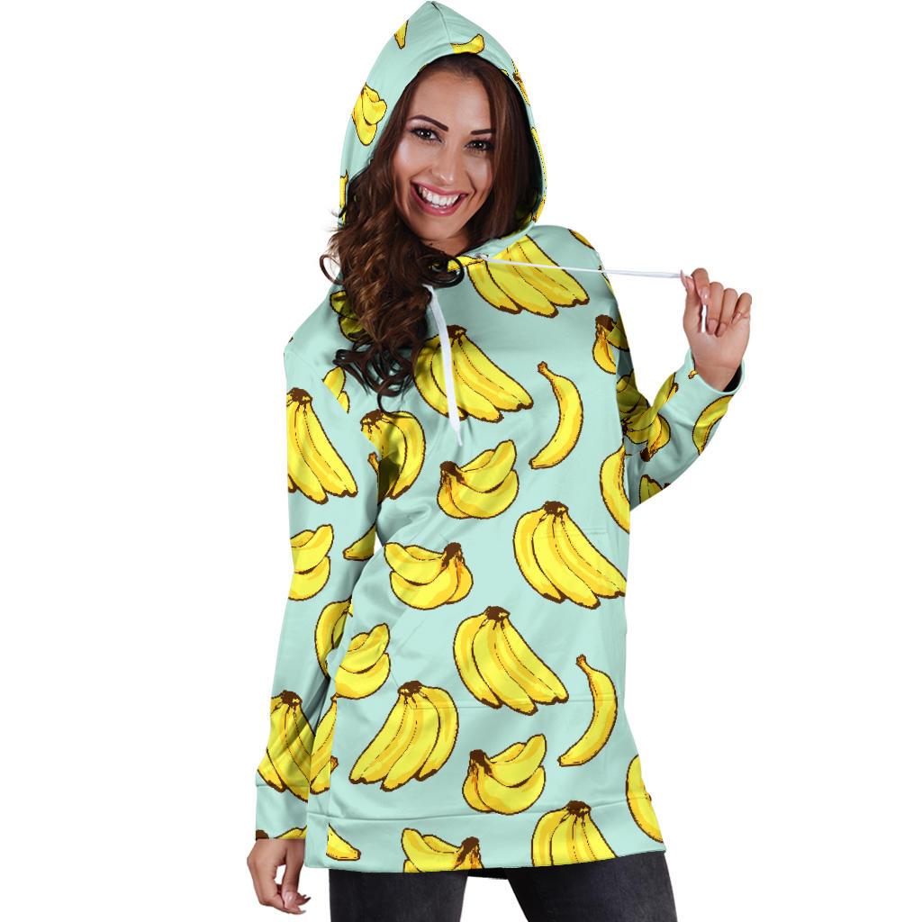 Banana Pattern Print Design BA04 Women Hoodie Dress