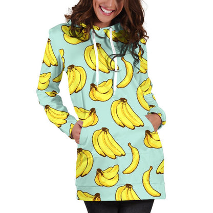 Banana Pattern Print Design BA04 Women Hoodie Dress