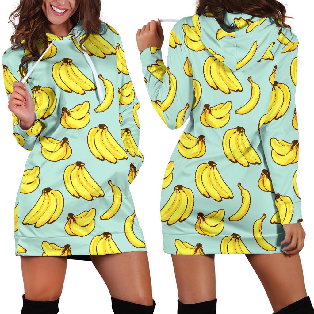 Banana Pattern Print Design BA04 Women Hoodie Dress