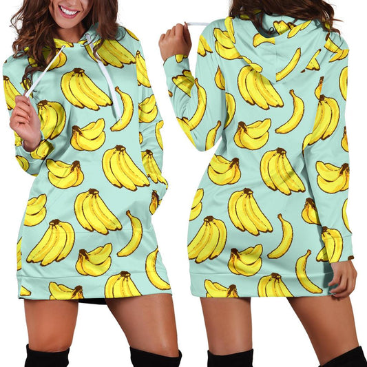 Banana Pattern Print Design BA04 Women Hoodie Dress
