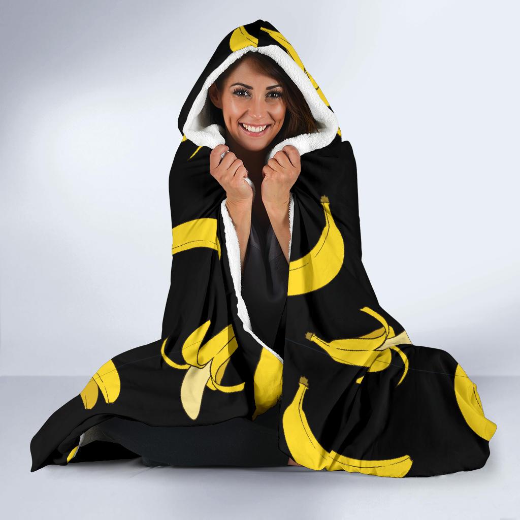 Banana Pattern Print Design BA05 Hooded Blanket-JORJUNE.COM