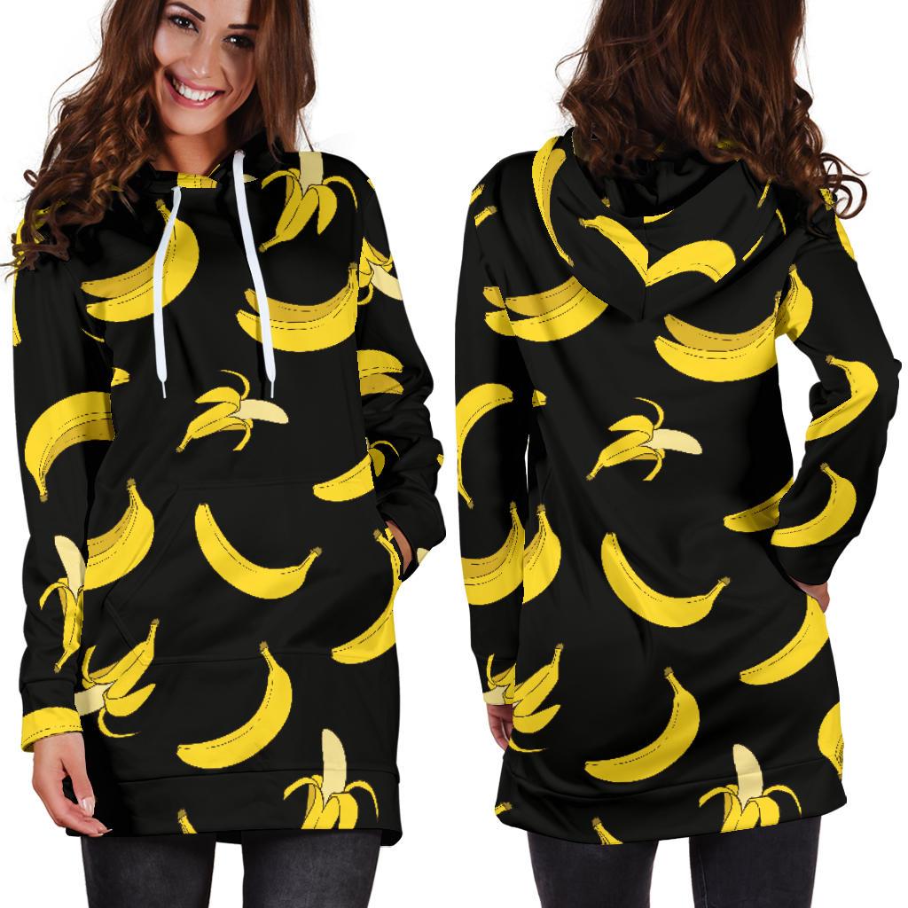Banana Pattern Print Design BA05 Women Hoodie Dress