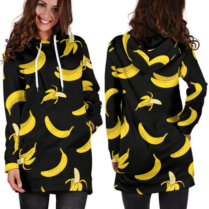 Banana Pattern Print Design BA05 Women Hoodie Dress