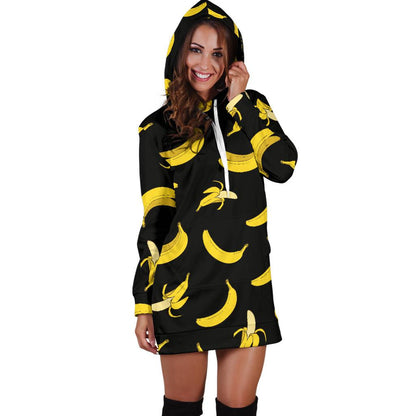 Banana Pattern Print Design BA05 Women Hoodie Dress