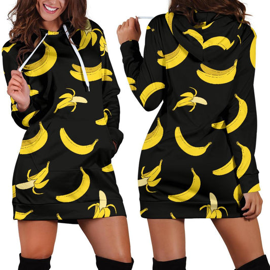 Banana Pattern Print Design BA05 Women Hoodie Dress