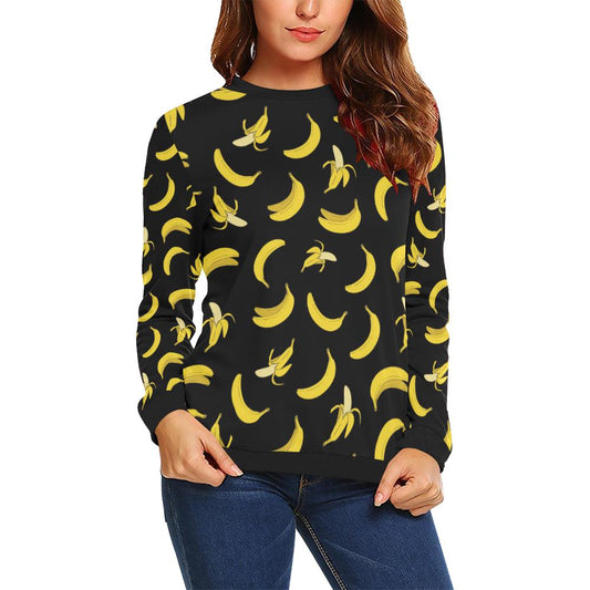 Banana Pattern Print Design BA05 Women Long Sleeve Sweatshirt-JorJune