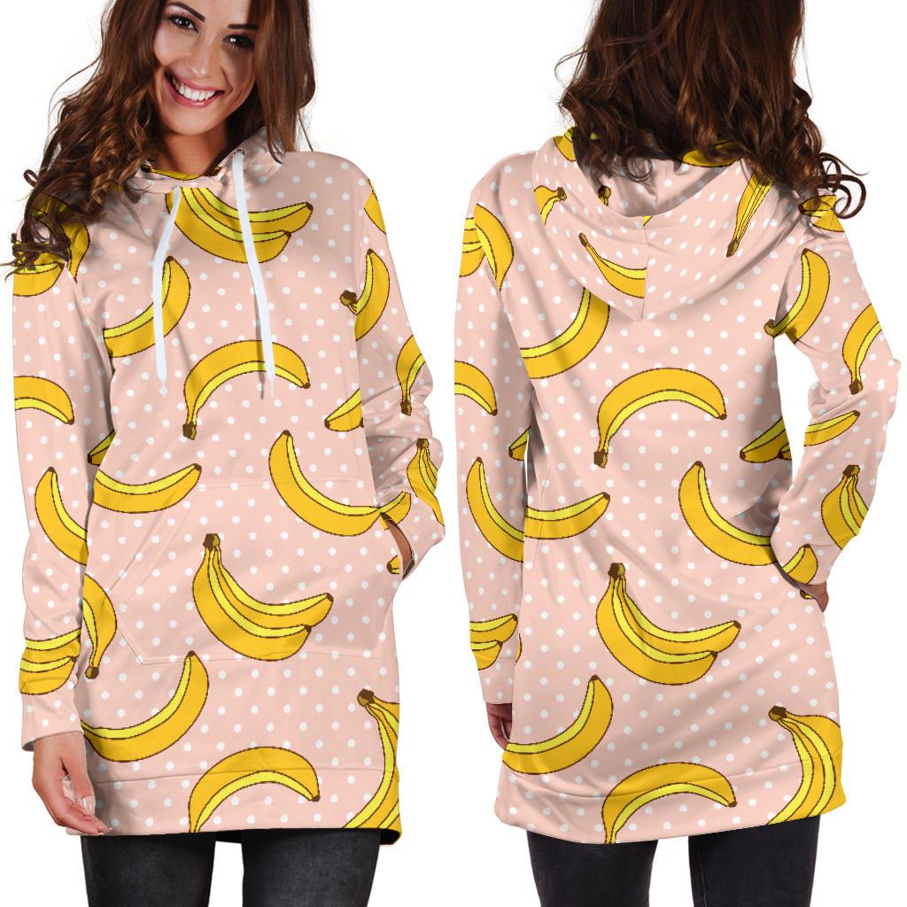 Banana Pattern Print Design BA06 Women Hoodie Dress