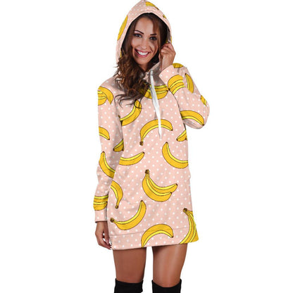 Banana Pattern Print Design BA06 Women Hoodie Dress