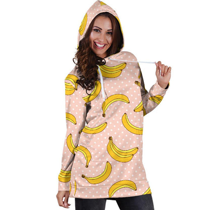 Banana Pattern Print Design BA06 Women Hoodie Dress