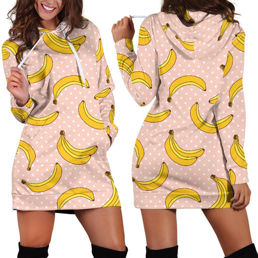 Banana Pattern Print Design BA06 Women Hoodie Dress
