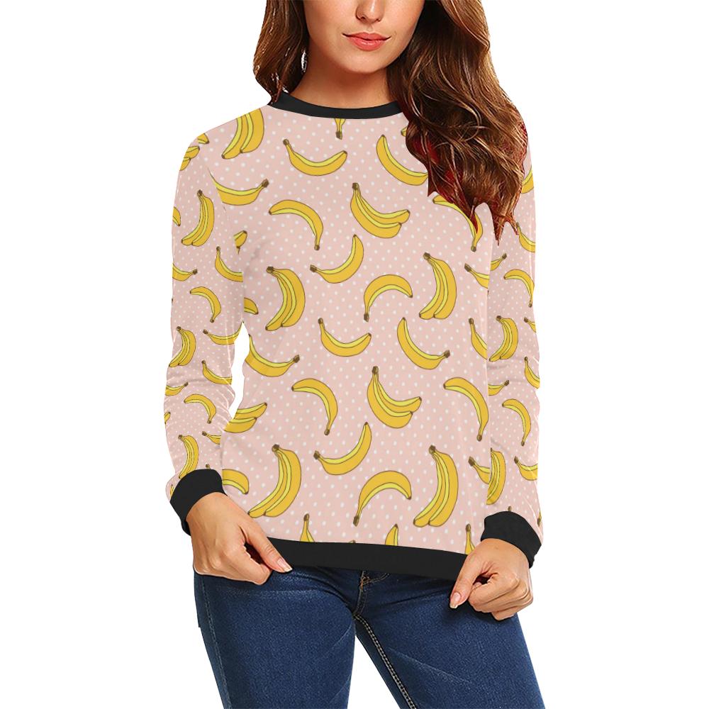 Banana Pattern Print Design BA06 Women Long Sleeve Sweatshirt-JorJune