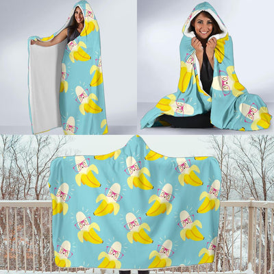 Banana Pattern Print Design BA07 Hooded Blanket-JORJUNE.COM