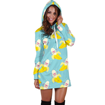 Banana Pattern Print Design BA07 Women Hoodie Dress