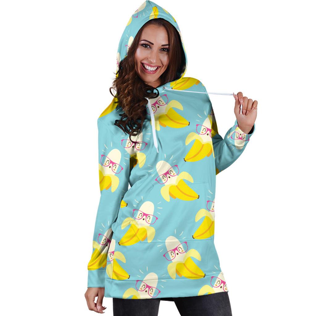 Banana Pattern Print Design BA07 Women Hoodie Dress