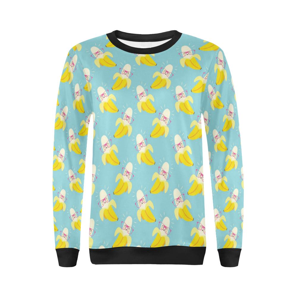 Banana Pattern Print Design BA07 Women Long Sleeve Sweatshirt-JorJune