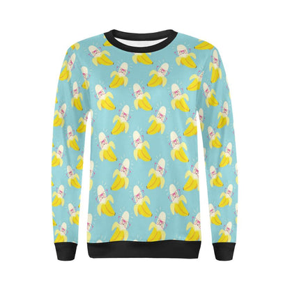 Banana Pattern Print Design BA07 Women Long Sleeve Sweatshirt-JorJune