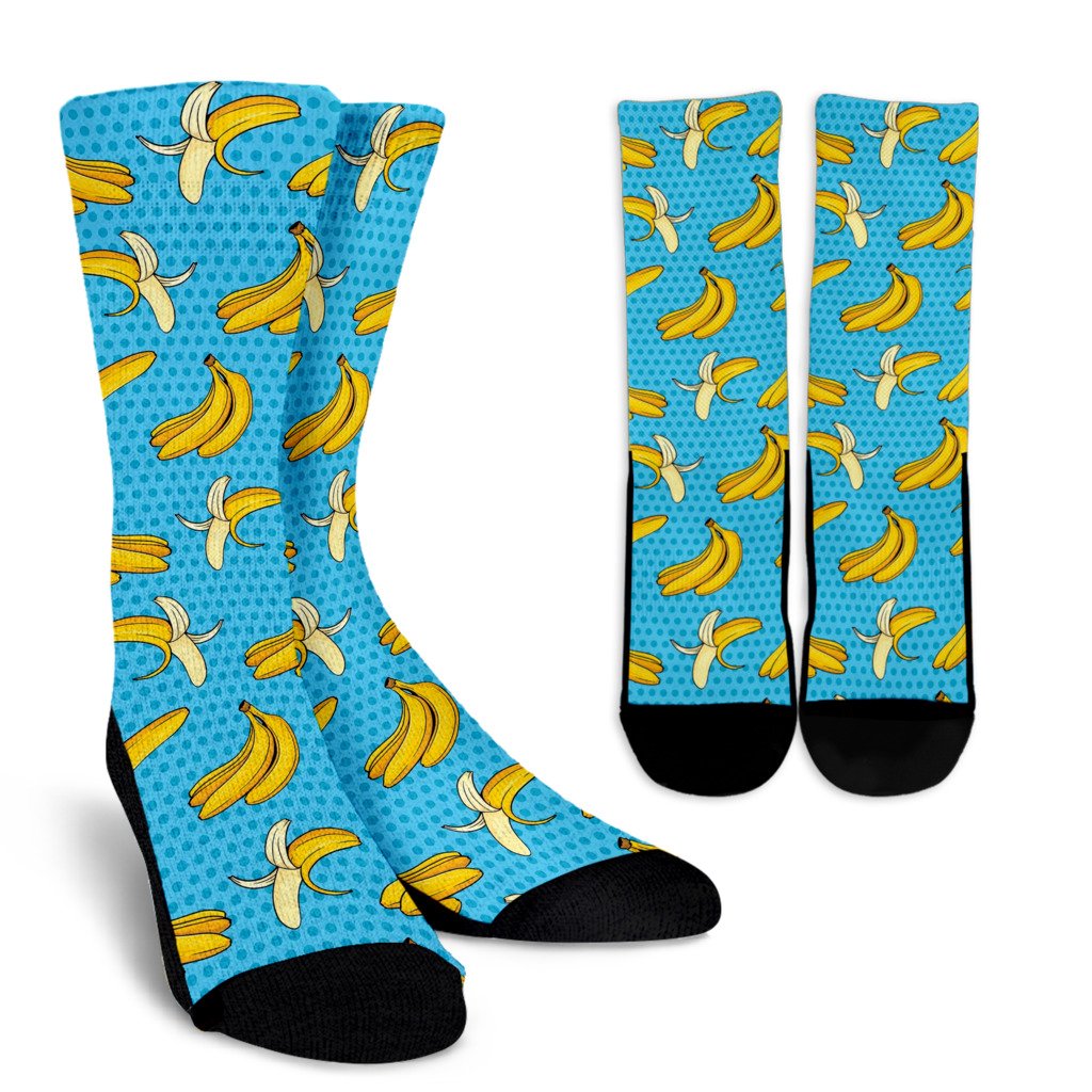 Banana Pattern Print Design BA08 Crew Socks-JORJUNE.COM