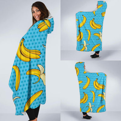 Banana Pattern Print Design BA08 Hooded Blanket-JORJUNE.COM