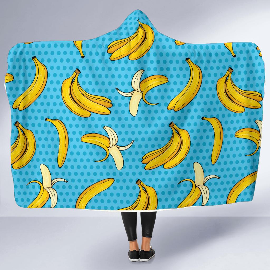 Banana Pattern Print Design BA08 Hooded Blanket-JORJUNE.COM
