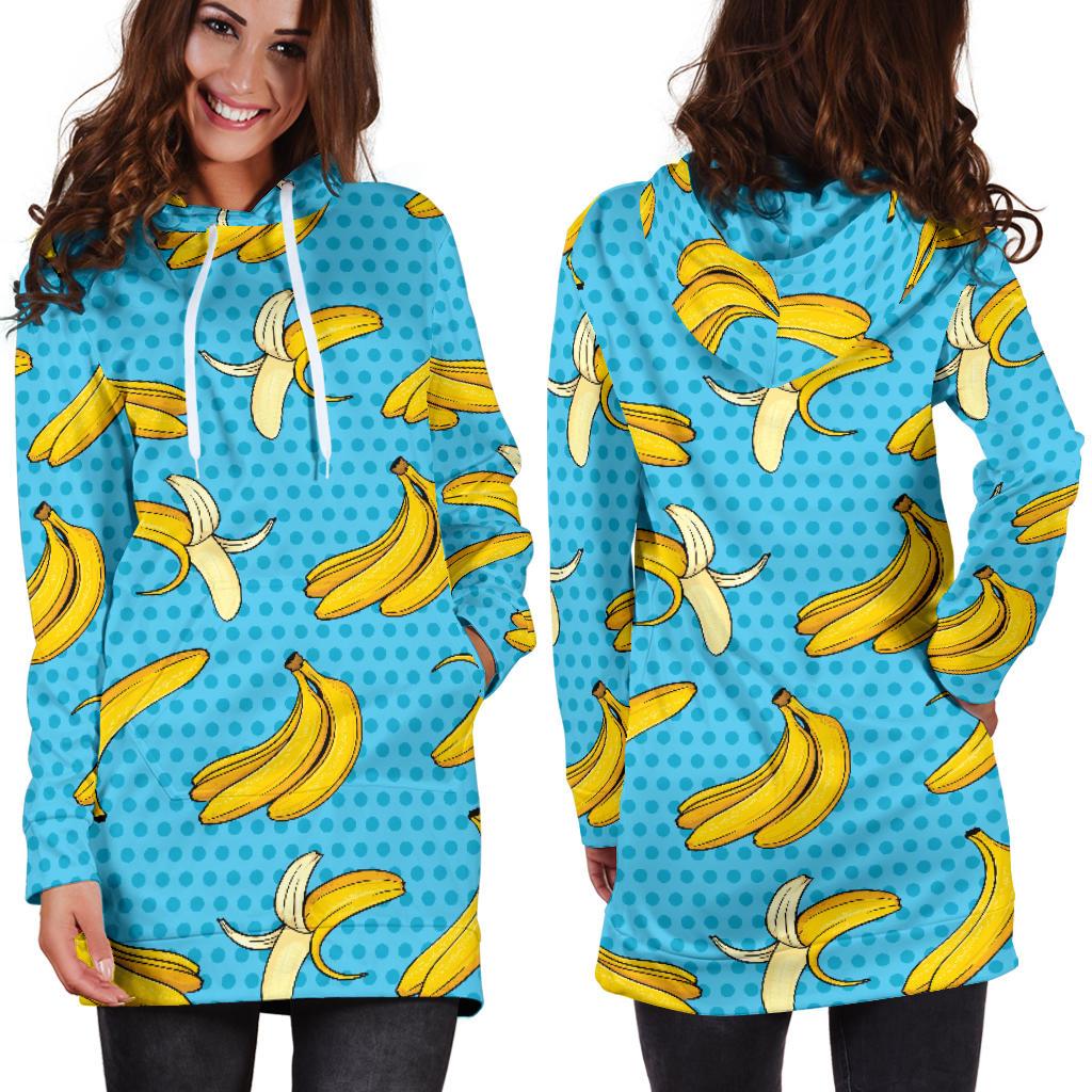 Banana Pattern Print Design BA08 Women Hoodie Dress