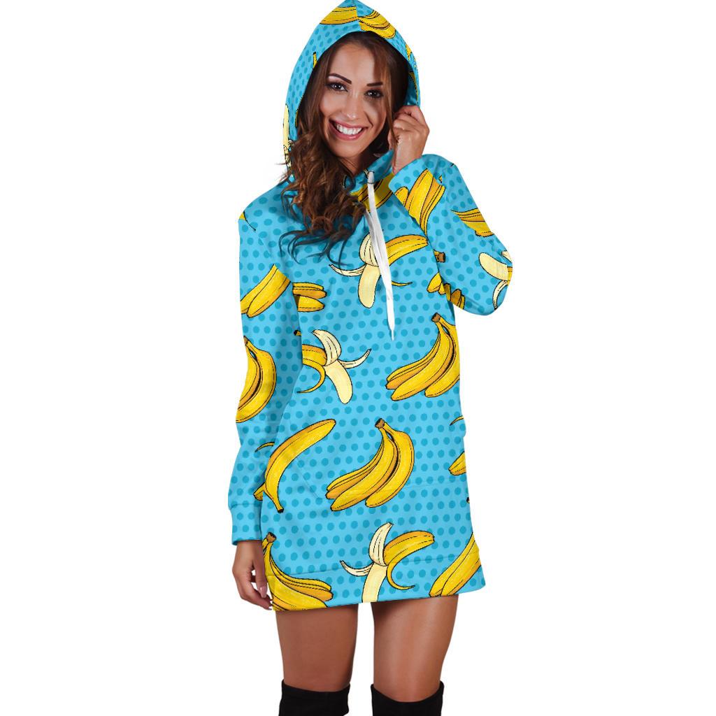 Banana Pattern Print Design BA08 Women Hoodie Dress