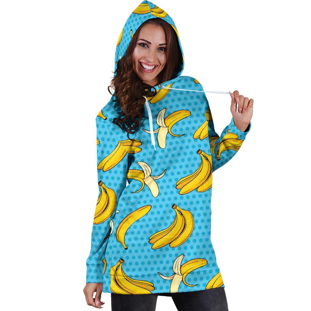 Banana Pattern Print Design BA08 Women Hoodie Dress