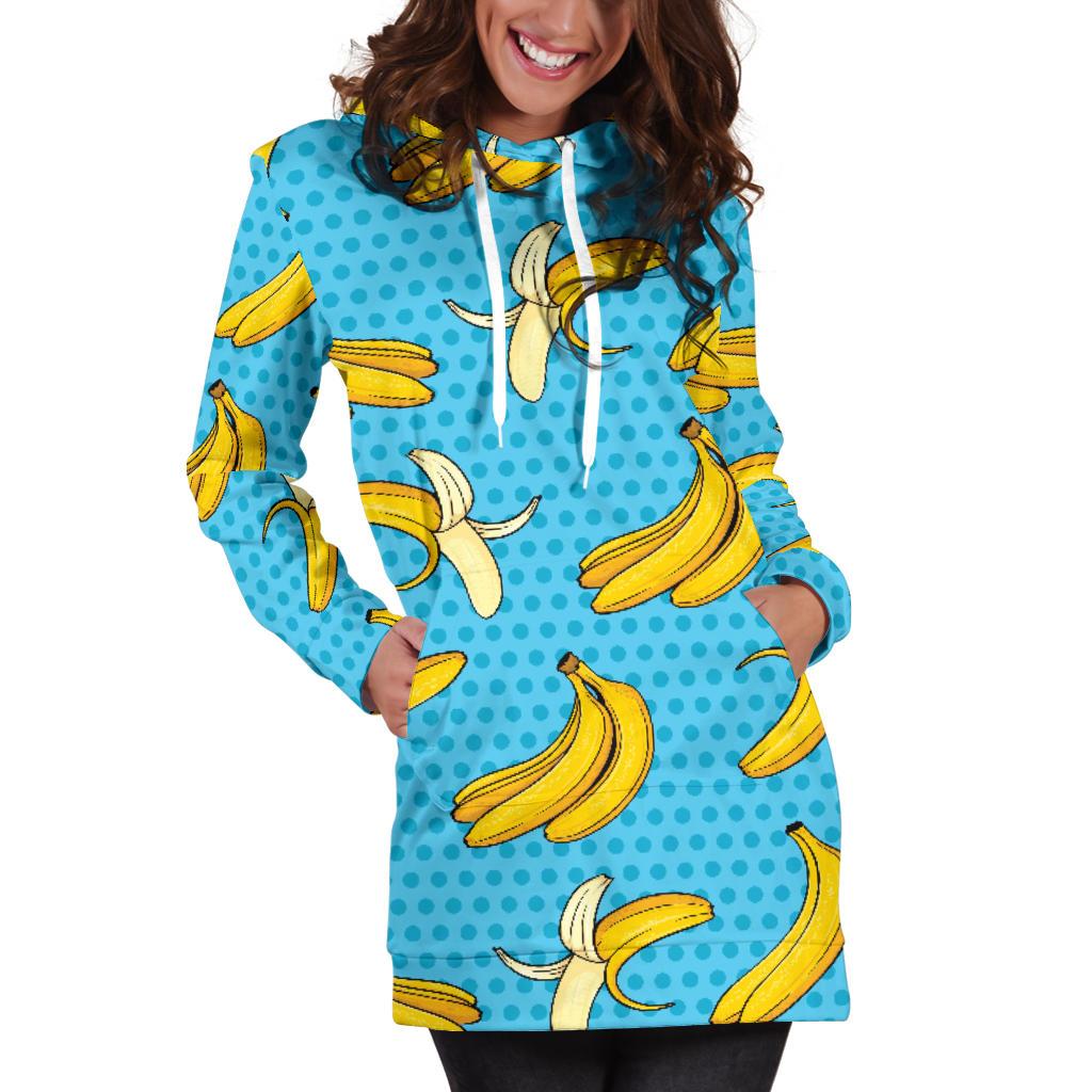 Banana Pattern Print Design BA08 Women Hoodie Dress