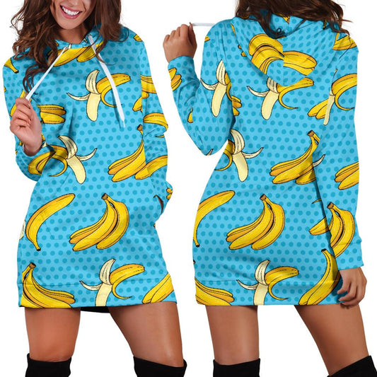Banana Pattern Print Design BA08 Women Hoodie Dress