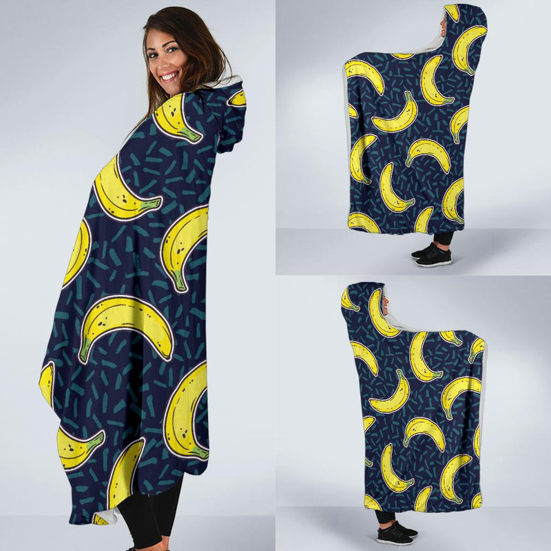 Banana Pattern Print Design BA09 Hooded Blanket-JORJUNE.COM