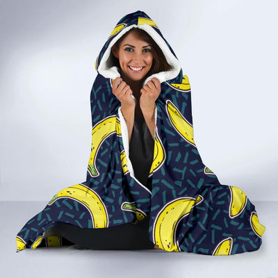 Banana Pattern Print Design BA09 Hooded Blanket-JORJUNE.COM