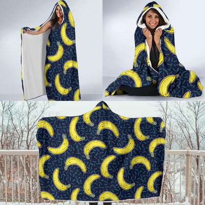 Banana Pattern Print Design BA09 Hooded Blanket-JORJUNE.COM