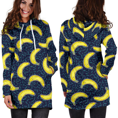 Banana Pattern Print Design BA09 Women Hoodie Dress