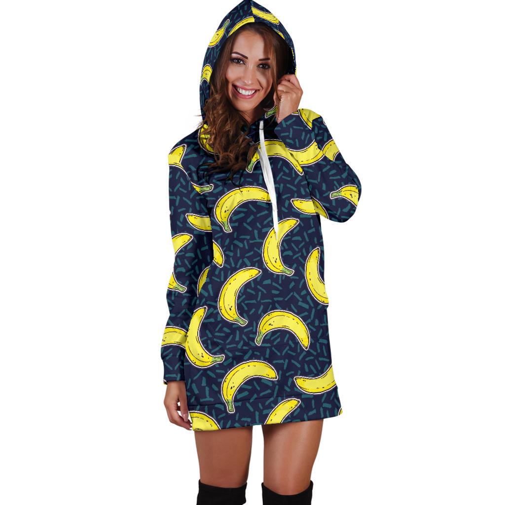 Banana Pattern Print Design BA09 Women Hoodie Dress