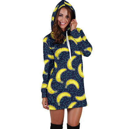 Banana Pattern Print Design BA09 Women Hoodie Dress