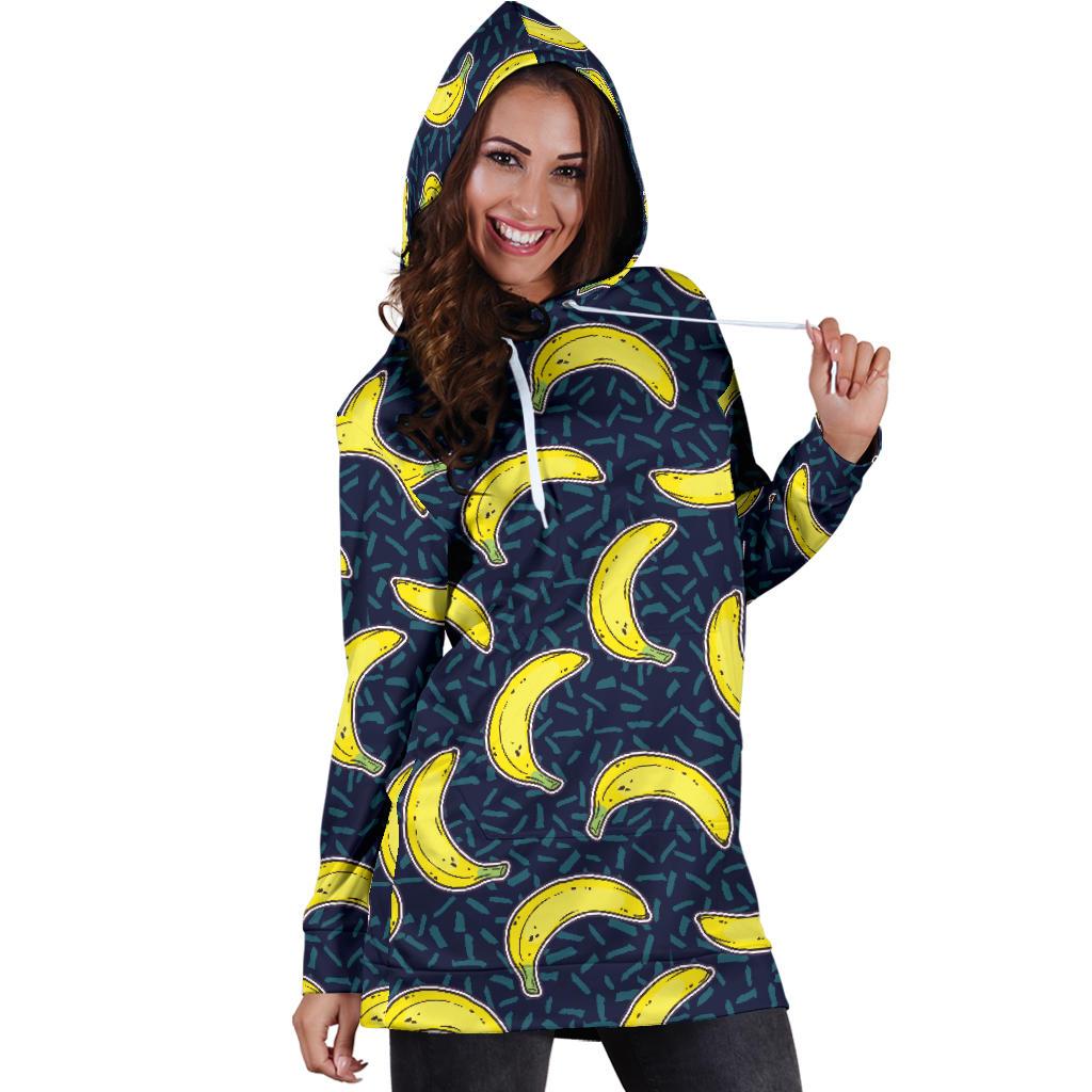 Banana Pattern Print Design BA09 Women Hoodie Dress