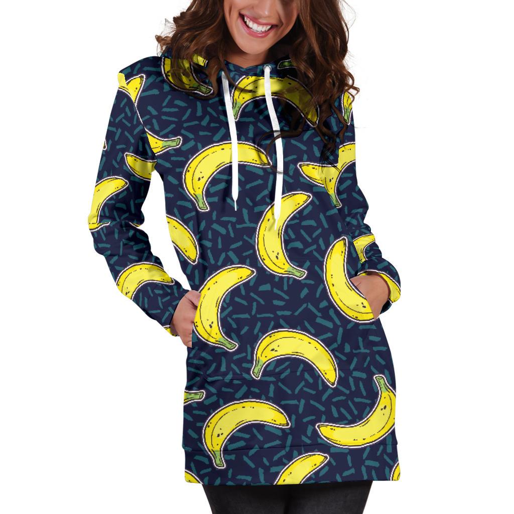 Banana Pattern Print Design BA09 Women Hoodie Dress