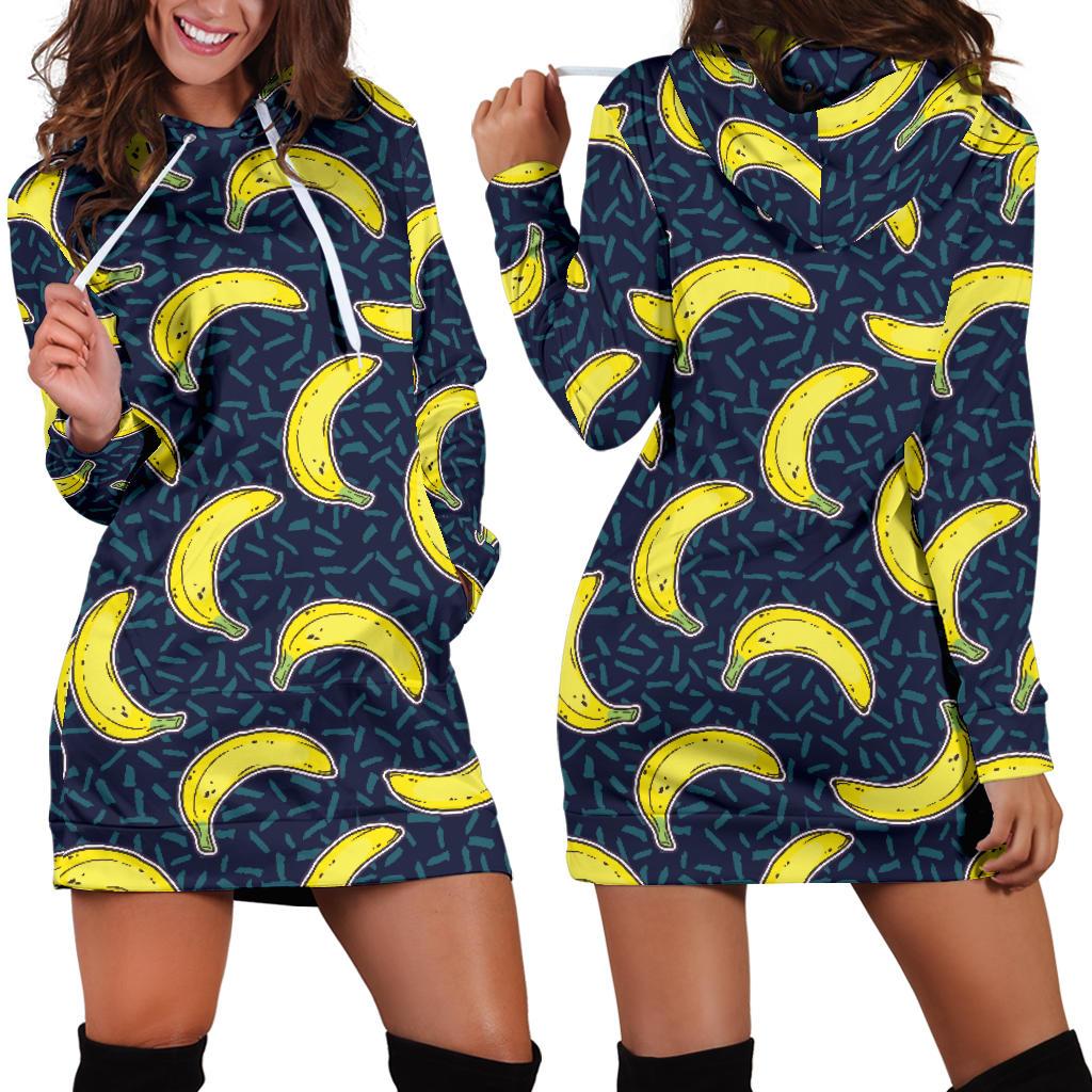 Banana Pattern Print Design BA09 Women Hoodie Dress