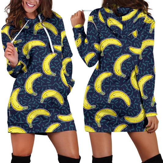 Banana Pattern Print Design BA09 Women Hoodie Dress