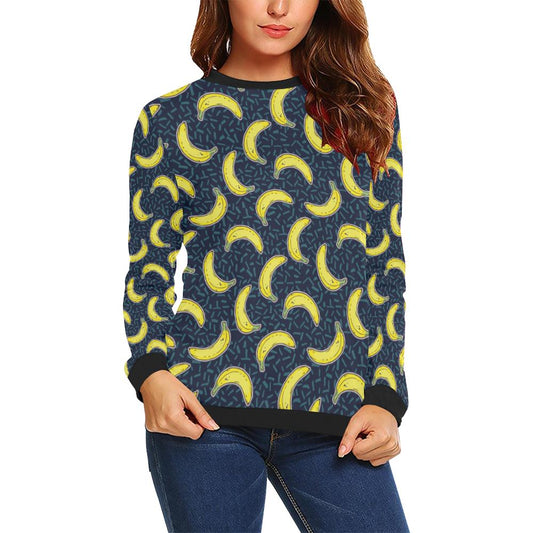 Banana Pattern Print Design BA09 Women Long Sleeve Sweatshirt-JorJune