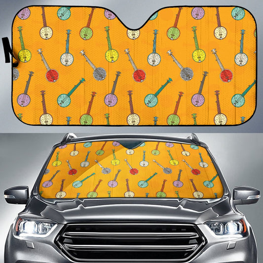 Banjo Pattern Print Design 02 Car Sun Shade-JORJUNE.COM