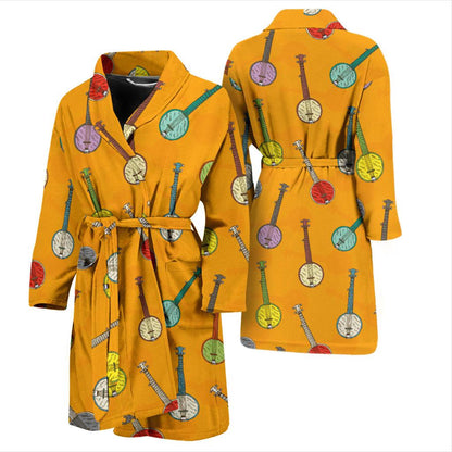 Banjo Pattern Print Design 02 Men Bathrobe-JORJUNE.COM