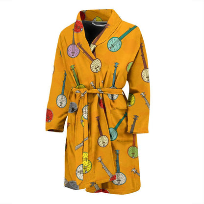 Banjo Pattern Print Design 02 Men Bathrobe-JORJUNE.COM
