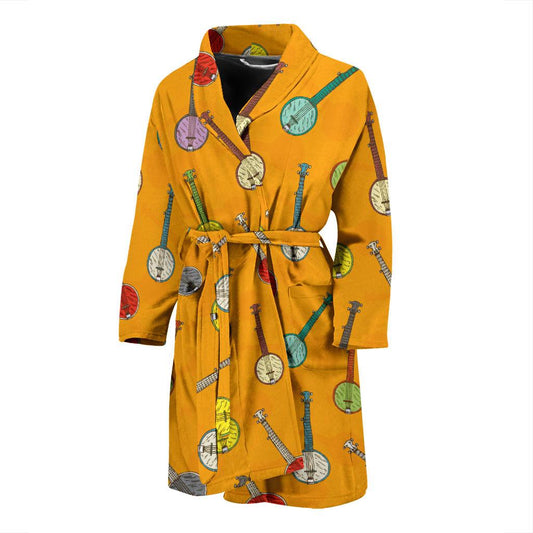 Banjo Pattern Print Design 02 Men Bathrobe-JORJUNE.COM