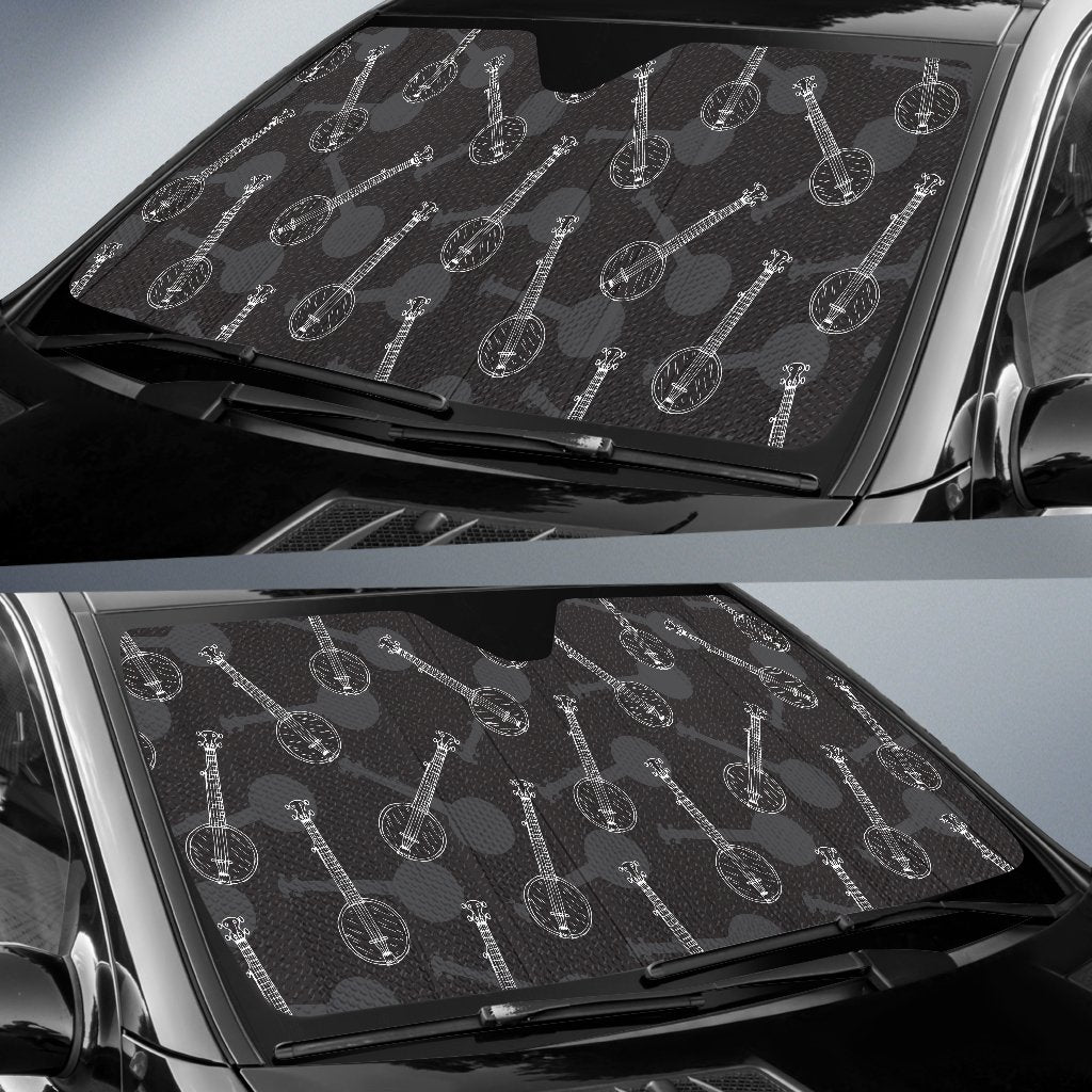 Banjo Pattern Print Design 03 Car Sun Shade-JORJUNE.COM