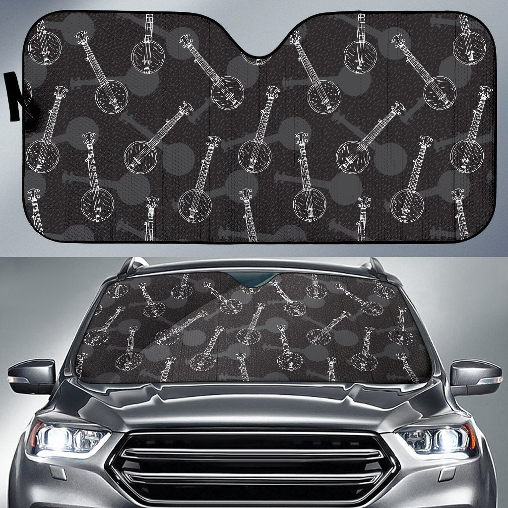 Banjo Pattern Print Design 03 Car Sun Shade-JORJUNE.COM